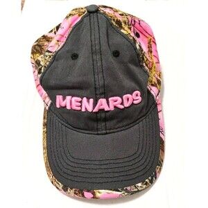 womens Menards Pink Camo Black Hat Adjustable Baseball Cap Hunting Outdoors